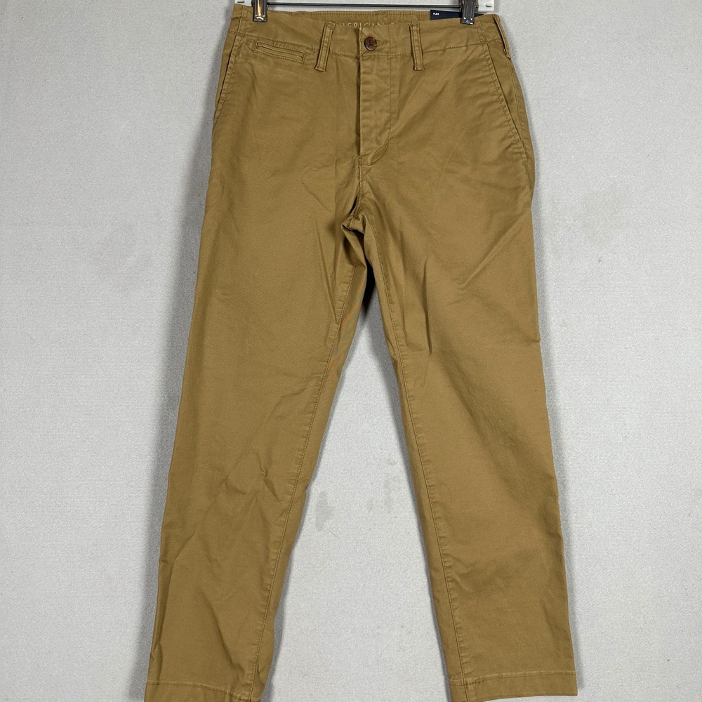 NEW American Eagle Pants Mens 28X28 Lived-In Khakis Tan Flex Slim Straight Chino